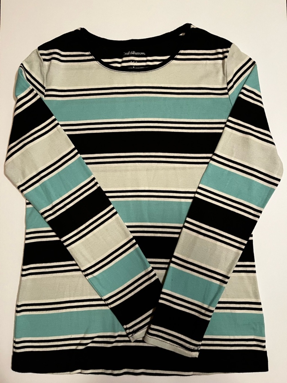 Y2k vintage retro teal and black Striped Long Sleeve Top